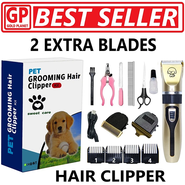 Dog Cat Pet Grooming Kit Rechargeable Cordless Electric Hair Clipper Trimmer Set