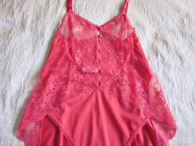 Orsacchiotto vintage Vanity Fair 32-ish Lacy Antron III Nylon Cami-Knickers Rosso NUOVO