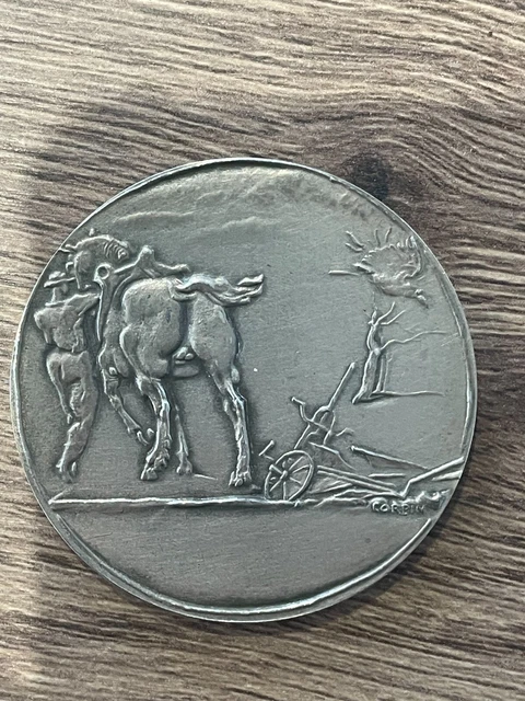 ANCIENNE MÉDAILLE MARIAGE en argent massif silver poinçonnée EUR 10,00