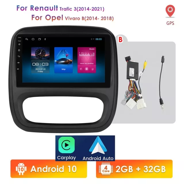 Autoradio Für Renault Trafic Opel Vivaro Android 12 GPS Navi USB 2G+32G Carplay