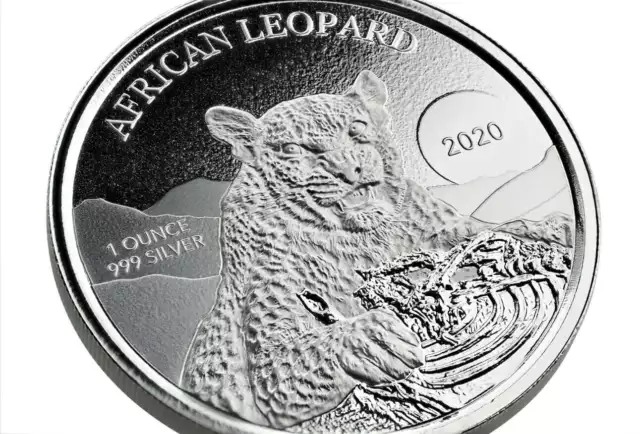5 Cedis African Leopard - Ghana 1 OZ Silver 2020