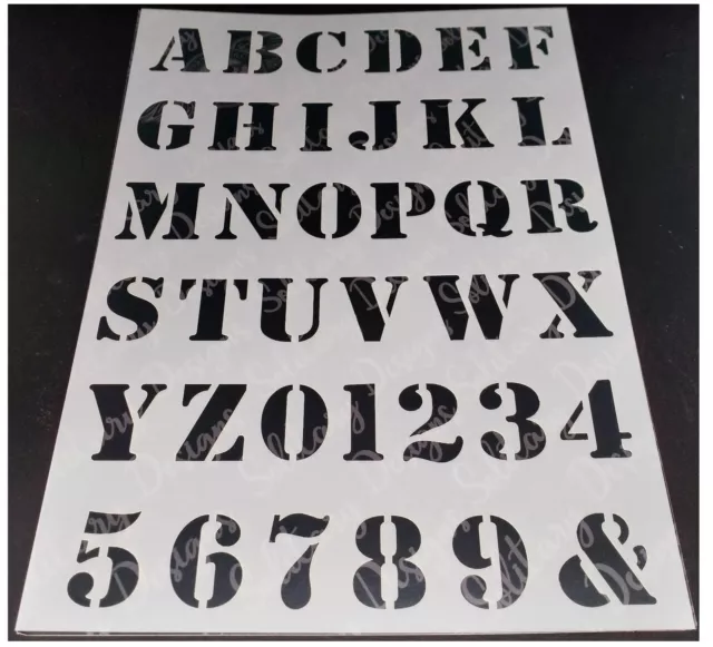 Numbers letter Alphabet plastic stencil 30mm height font vintage shabby chic