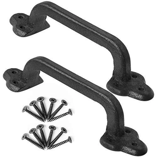 Rustic Gate Handle: 9" Cast Iron Sliding Barn Door, Vintage Fence Pull, 2-Pack