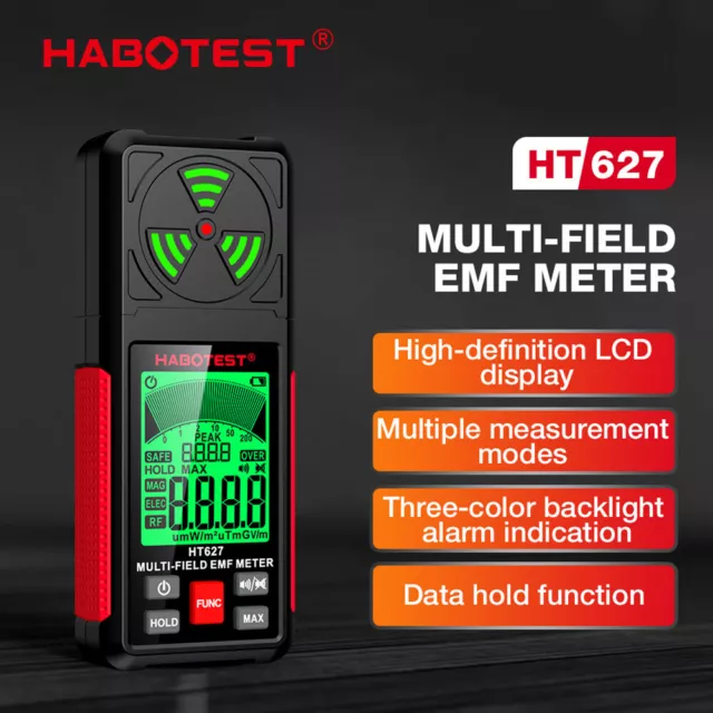 HT627 3 in 1 EMF Magnetic Field Detector Backlight Lcd Useful EMF Reader Tester 2