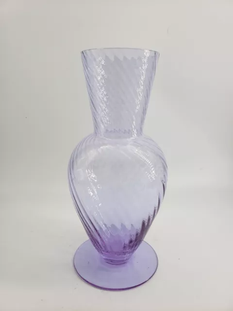 Alexandrite Neodymium Optic Swirl Glass Vase 8.5in tall 3.5in base