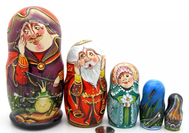 TSAREVNA FROG Princess Fairy Tale Russian Nesting Dolls Matryoshka 5 Sergeyeva