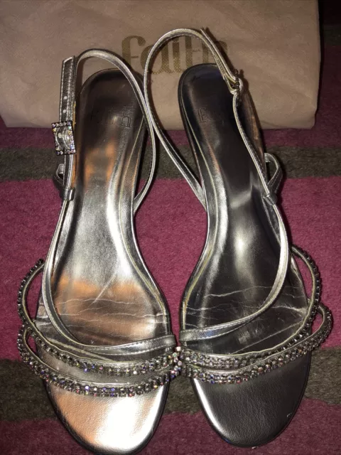 FAITH SIZE 6 Silver Diamante Sandals Kitten Heel Spare Heel Tips 18.99 PicClick UK