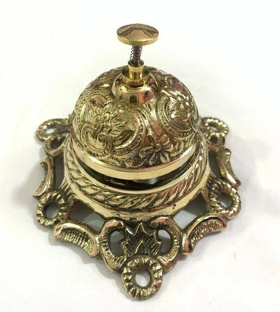Vintage Solid Brass Ornate Table Bell Vintage Desk Decorative Office/Hotel Decor