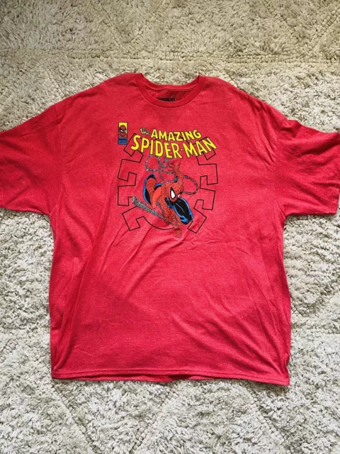 Marvel The Amazing Spider-man Men's T Shirt Mens 2XL Red Graphic Logo Tee 2
