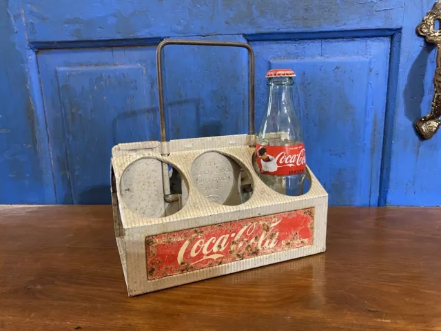 Vintage Coca Cola Coke advertising 6 pack Aluminum bottle carrier caddy No dent