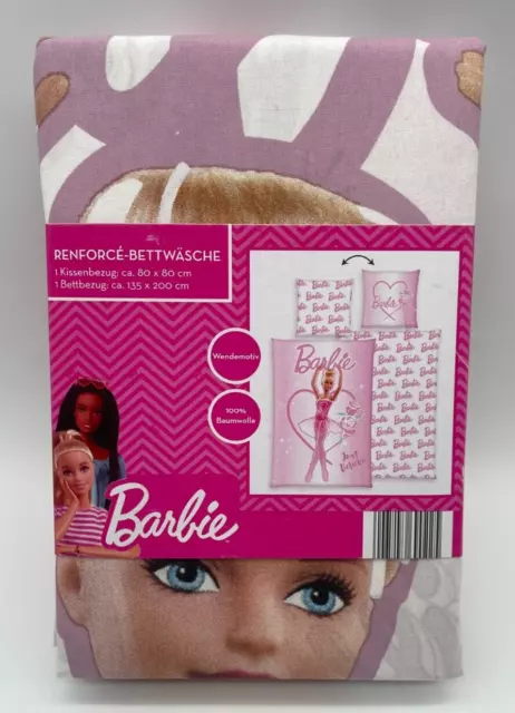 Barbie® Bettwäsche Set 135x200cm 80x80cm Wendemotiv Baumwolle Set Neu