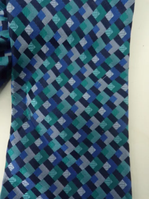 EXPRESS Mens Blue & Aqua Square Geometric Print Italian Silk Neck Tie 3
