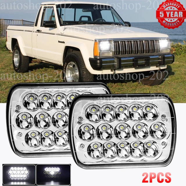 DOT 5X7" 7x6 LED Projector Headlights Fit 1986 - 1992 Jeep Wrangler MJ Comanche