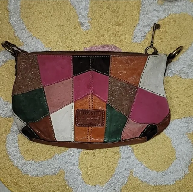 Fossil Bag Patchwork Multicolored leather long live vintage *no strap* hg7
