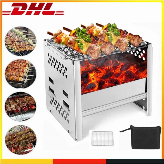 BBQ Holzkohle Klappgrill Standgrill Tragbar Camping Schaschlik Grill Edelstahl