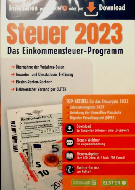 Steuersoftware + Download-Keycode KEINE CD !  für 2023 Einkommensteuer-Programm