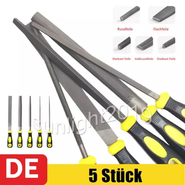 5-tlg. Feilen Raspeln Set für Metall Holz Feilensatz 310mm rund halbrund eckig