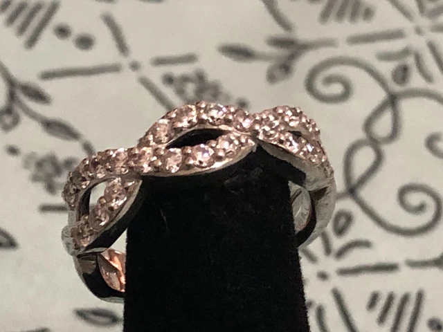 Retired Vintage Jose Hess Sterling Silver Infinity Knot CZ Ring  - Makers Marked