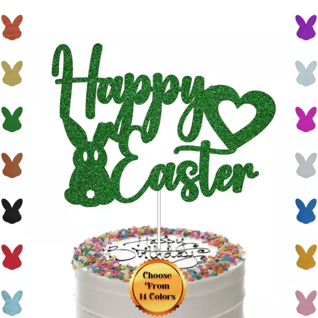 Happy Easter Glitter Cake Topper Easter Party Cake Decoration Happy Easter Bunny 2