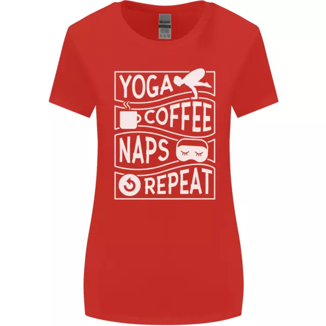 T-shirt da donna taglio più largo Yoga Coffee Repeat Funny 3