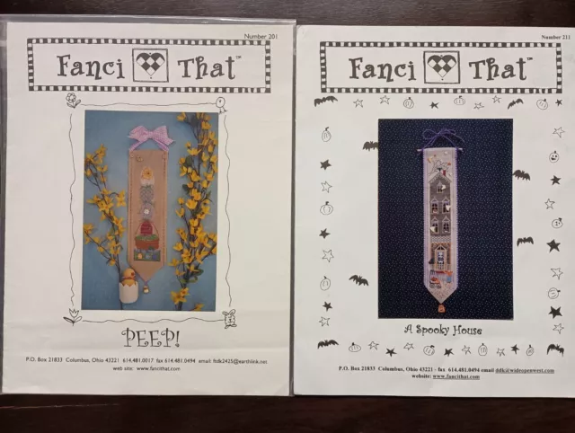 Fanci That - 'PEEP' & 'A Spooky House' - Set of 2  cross stitch banner patterns