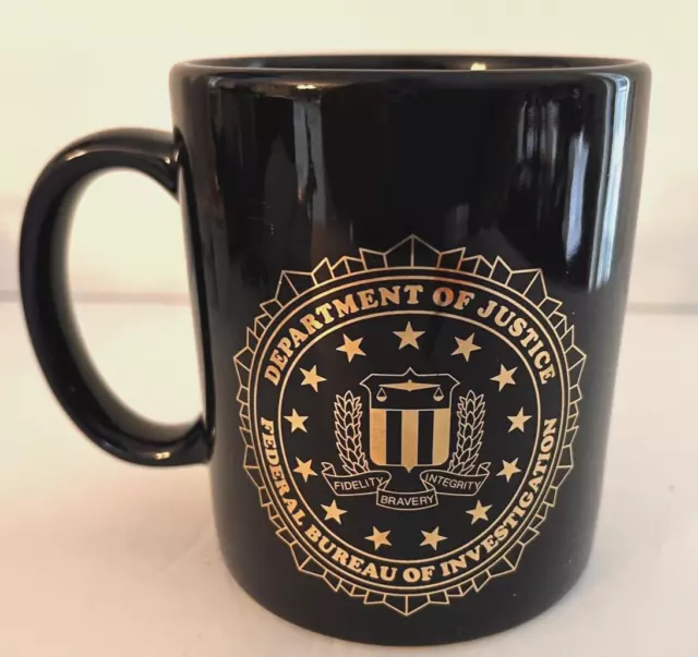 FBI Department of Justice MUG Navy Blue with  Gold Seal 8oz