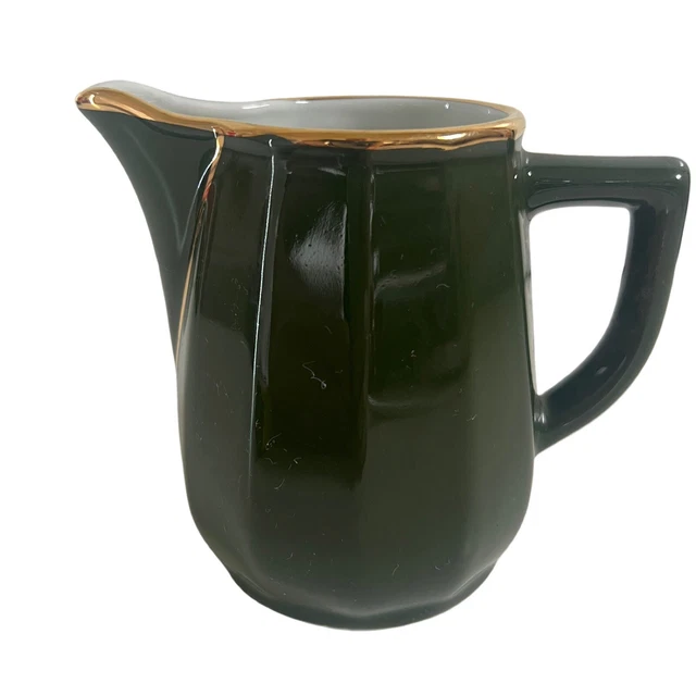 Apilco green with gold band cream / Milk Jug Large