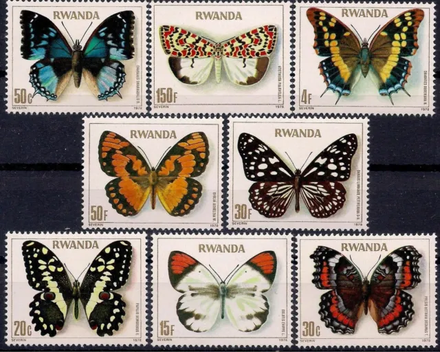 Rwanda 1979 Butterflies Butterfly Insects Nature 8v set MNH