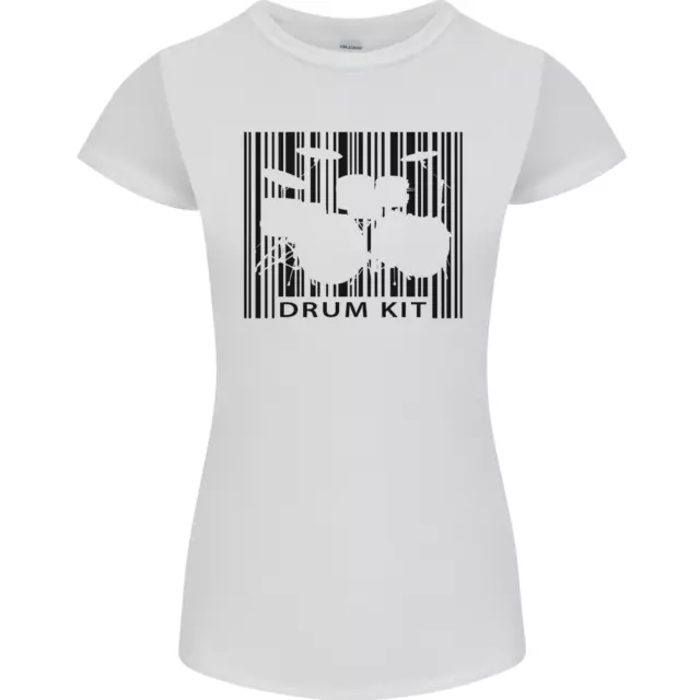 Drum Kit Barcode Drummer Drumming Womens Petite Cut T-Shirt