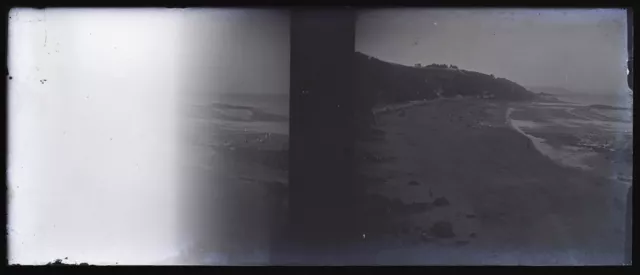 Plage c1930 Photo NEGATIVE Plaque de verre Vintage V36L7n 