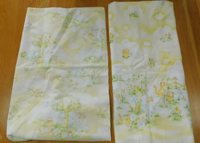 Vintage Dundee COUNTRY SUNSHINE Yellow Baby Receiving Blanket & Crib Sheet