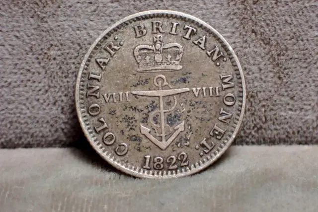 British West Indies & Canada 1/8 Dollar Silver Coin 1822