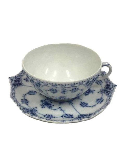 Royal Copenhagen #25 Cup & Saucer Blue Fluted Full Lace