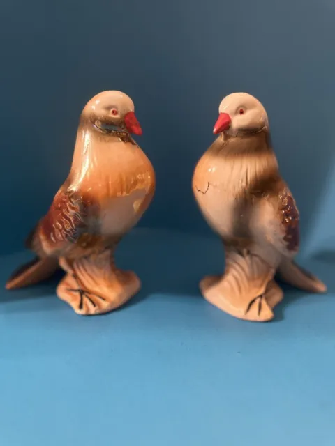 Vintage Bird Pigeon Figurine Iridescent Lusterware Glazed Ceramic-Made In Brazil