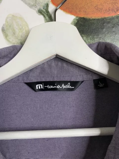 TRAVIS MATHEW LARGE Purple Striped Short Sleeve Polo Golf Shirt $20.99 ...