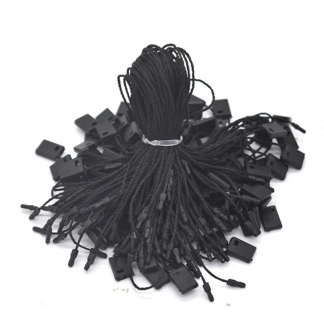 7" 1000 Pcs Hang Tag Nylon Black String Snap Lock Pin Fastener Ties