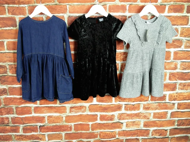 Girls Bundle Age 4-5 Years Tu Next Dress Plain Short Sleeve Velvet Party 110Cm