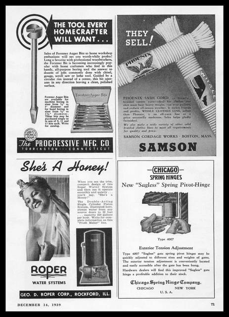 1939 ROPER WATER Systems Naked Woman In Shower 