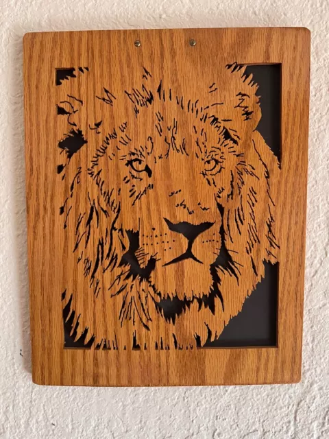 Handcrafted Laser Cut Lion Wooden Wall Hanging Hand Made 12.5" x 10"