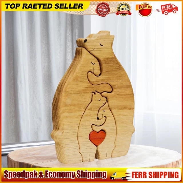 Holz-Familienpuzzle Bären dekorative Bären-Kunstskulptur aus Holz (D)