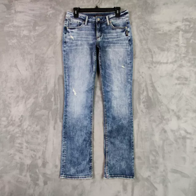 Silver Jeans Women 29 Blue Suki Slim Boot Cut Low Rise Denim Stretch Pants