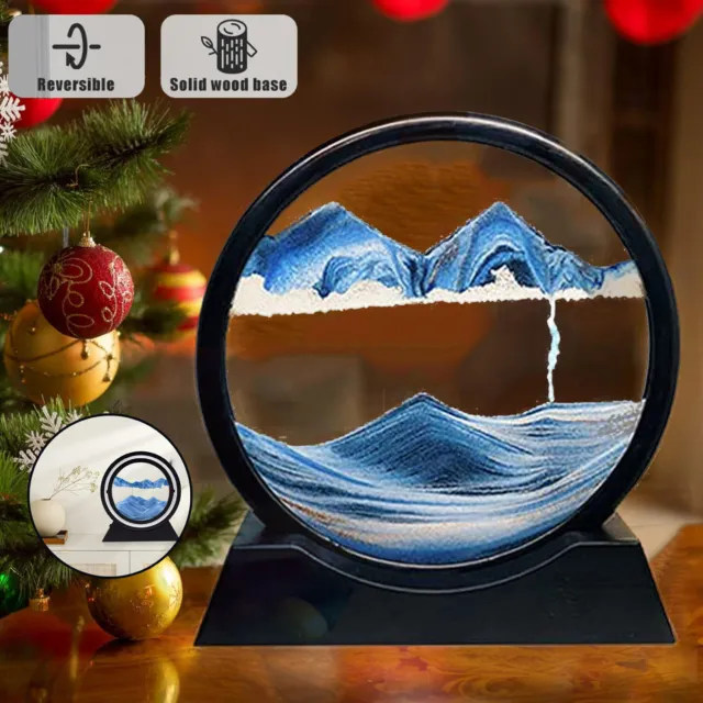 Moving Sand Art Picture Glass Quicksand Hourglass Flow Sand Painting 3D Deep Sea