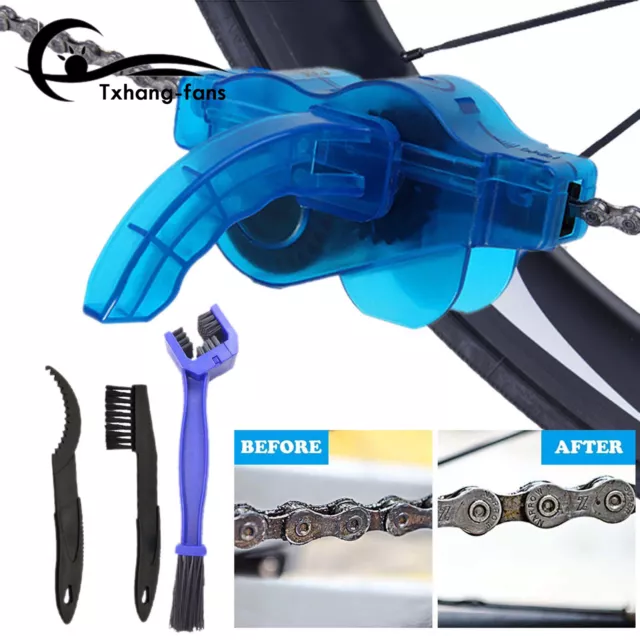 Bicycle Chain Cleaner Bike Wash Tool Cycling Scrubber Cleaning Brushes WheelA2TF
