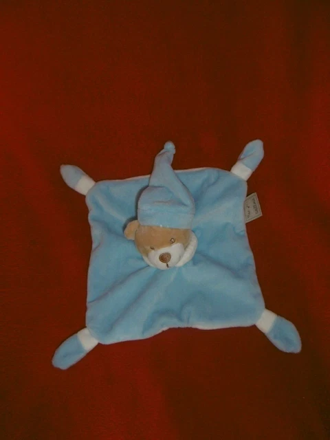 Doudou Plat Carré Mes Petits Cailloux Ours Bleu Et Blanc Neuf