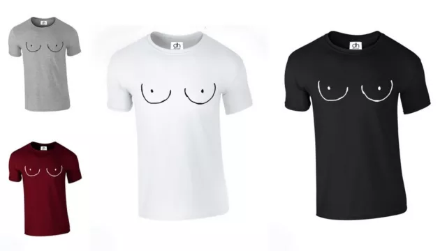 Seno t shirt Top Donna Tette Feline Meow Divertente Couple (Torace, T-Shirt)