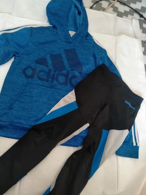 Set Felpe Con Cappuccio Da Ragazza Adidas Leggings Età 8 9 10 Anni Palestra Danza Activewear Pacchetto