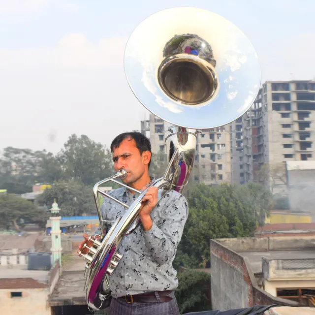 Bb Flat Brass Sousaphone Tuba With Gig Bag+Mouthpiece Bb Big Bell 24" Nickel
