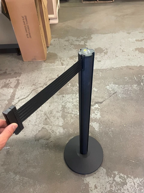 2 Beltrac Lavi Industries 7' Black Belt Barrier Crowd Control Retractable 8 FT