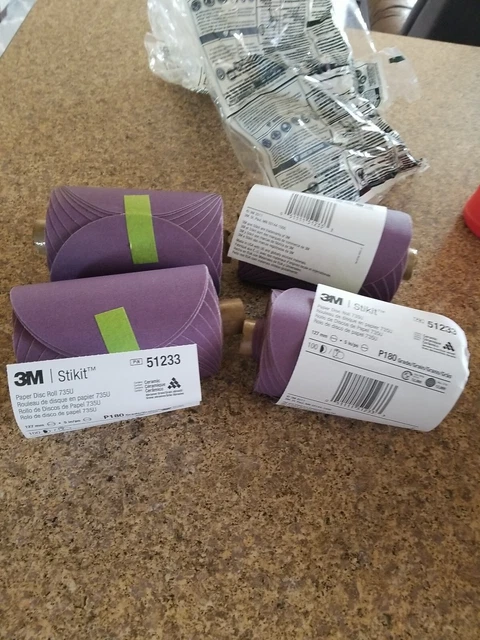 4 Roll 3M 735U 5" P180 Grit Stikit Disc Roll 100/Roll Ceramic 51233