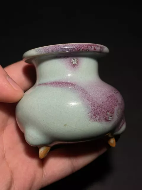 Rare Chinese porcelain Jun kiln red&blue glaze censer  960-1279 Song dynasty
